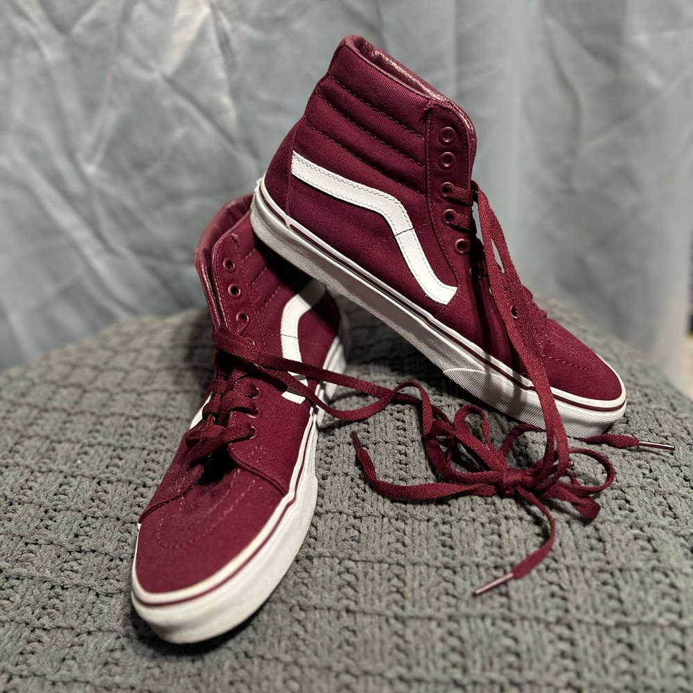 Vans Maroon High-Tops with White Accents